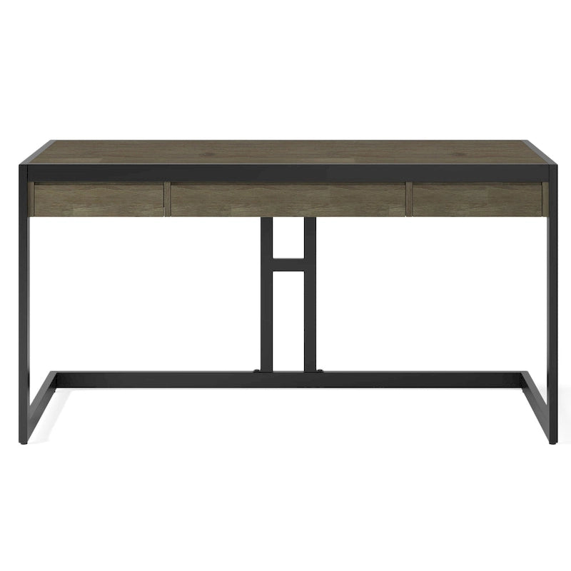 Bureau d'ordinateur industriel en bois d'acacia massif Cecilia
