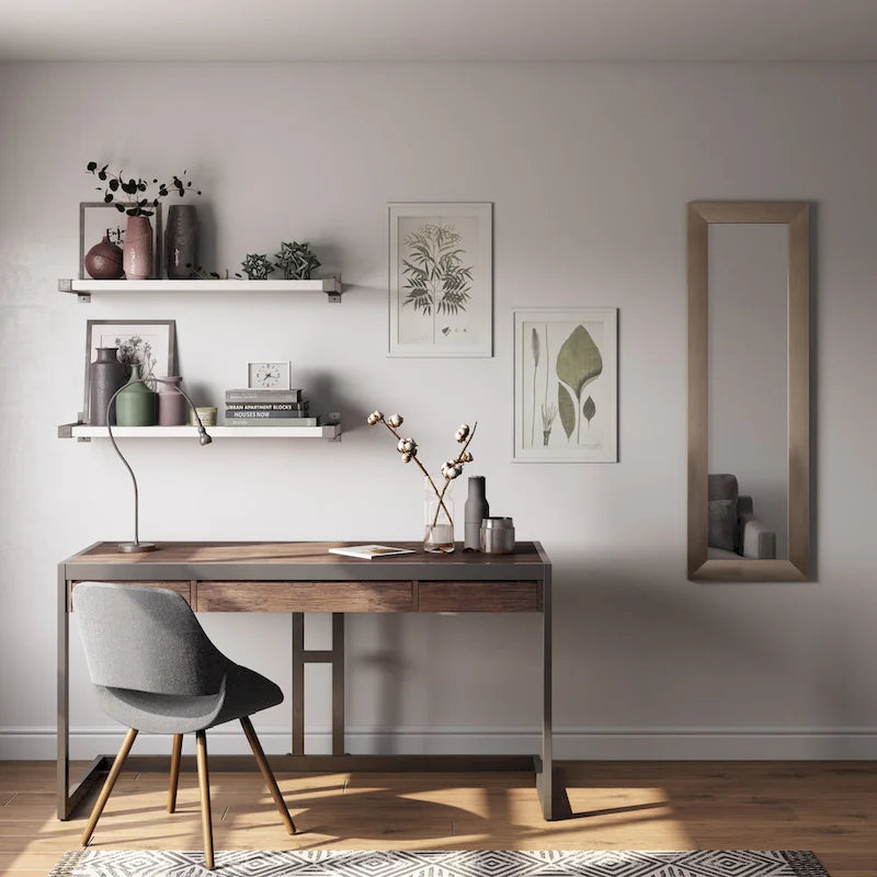 Bureau d'ordinateur industriel en bois d'acacia massif Cecilia