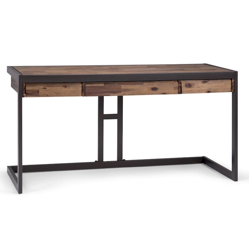 Bureau d'ordinateur industriel en bois d'acacia massif Cecilia