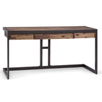 Bureau d'ordinateur industriel en bois d'acacia massif Cecilia