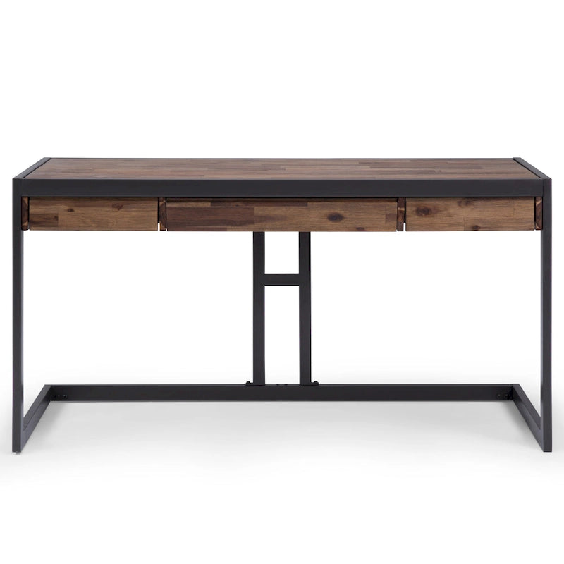 Bureau d'ordinateur industriel en bois d'acacia massif Cecilia