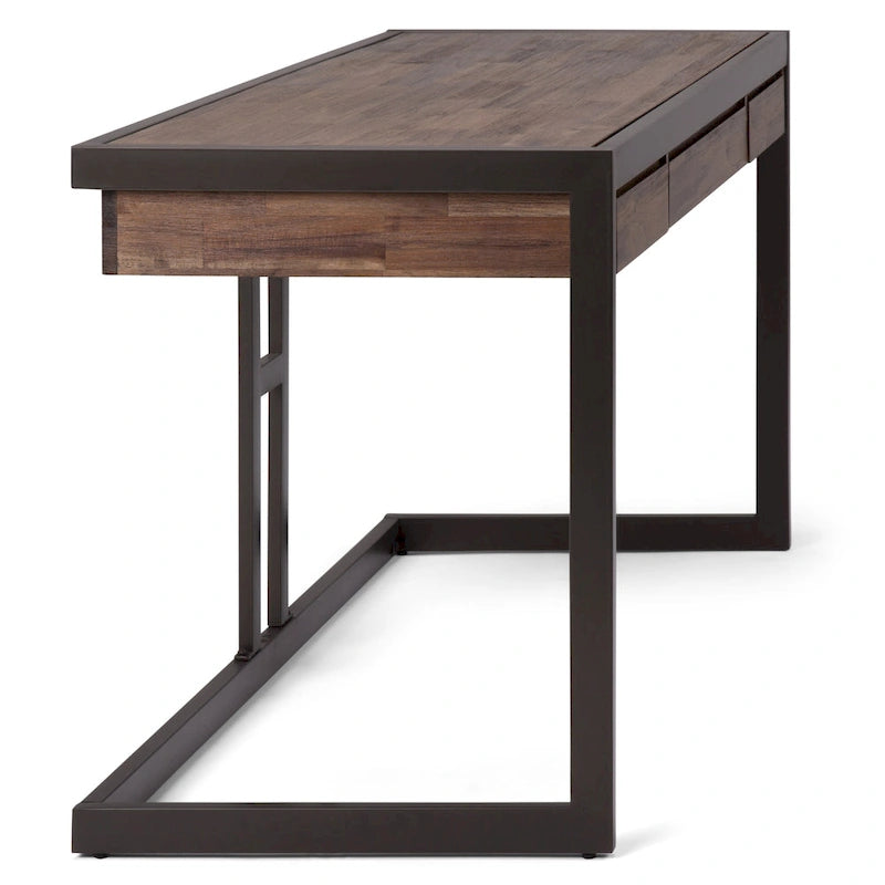 Bureau d'ordinateur industriel en bois d'acacia massif Cecilia