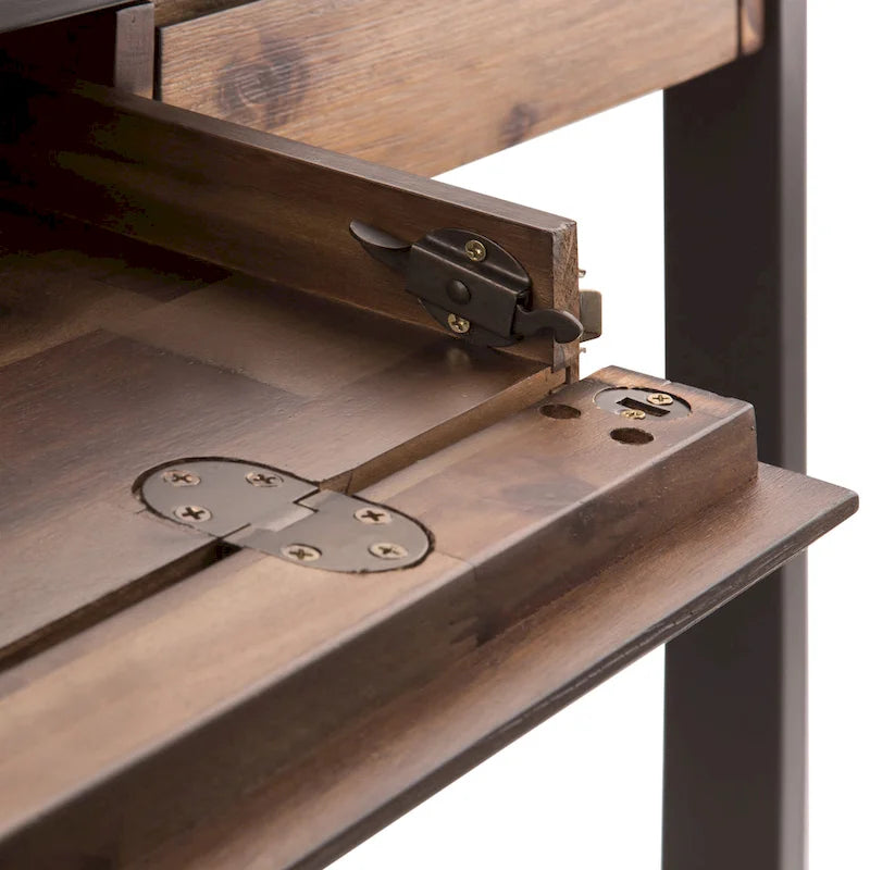 Bureau d'ordinateur industriel en bois d'acacia massif Cecilia