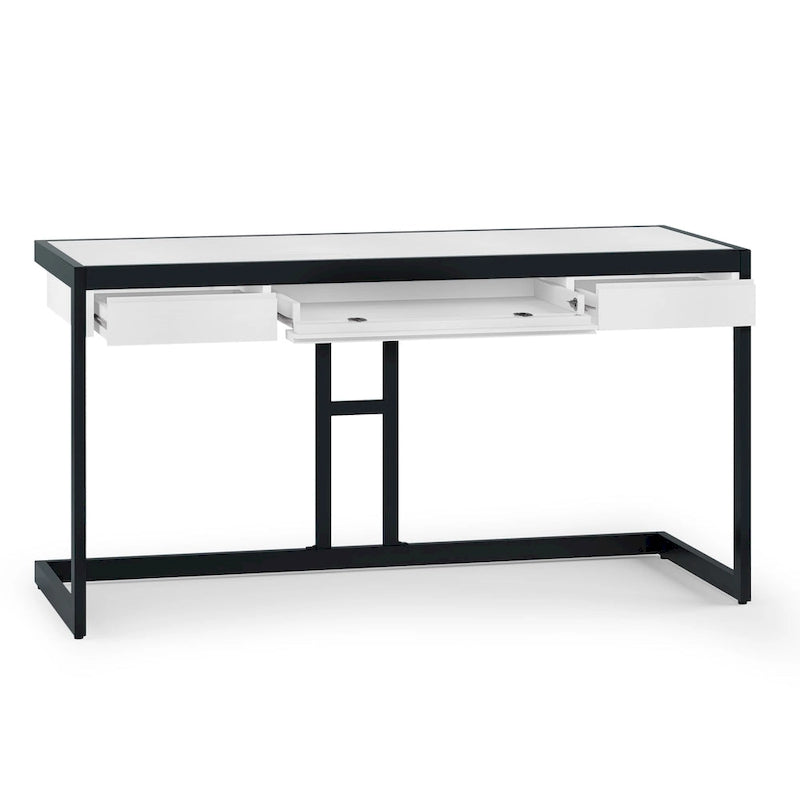Bureau d'ordinateur industriel en bois d'acacia massif Cecilia