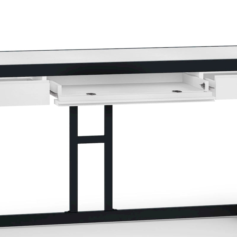 Bureau d'ordinateur industriel en bois d'acacia massif Cecilia