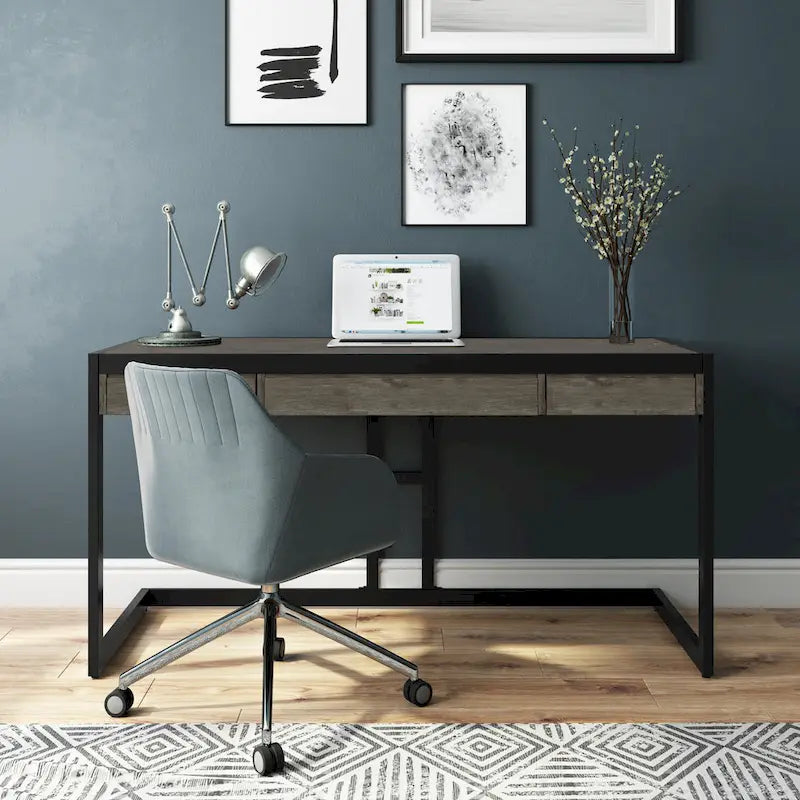Bureau d'ordinateur industriel en bois d'acacia massif Cecilia