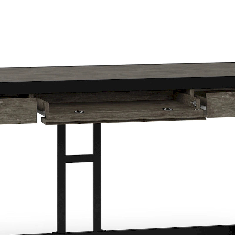 Bureau d'ordinateur industriel en bois d'acacia massif Cecilia