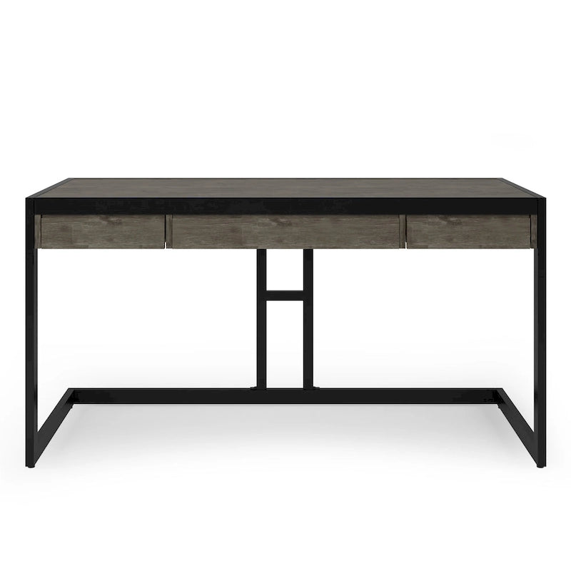 Bureau d'ordinateur industriel en bois d'acacia massif Cecilia