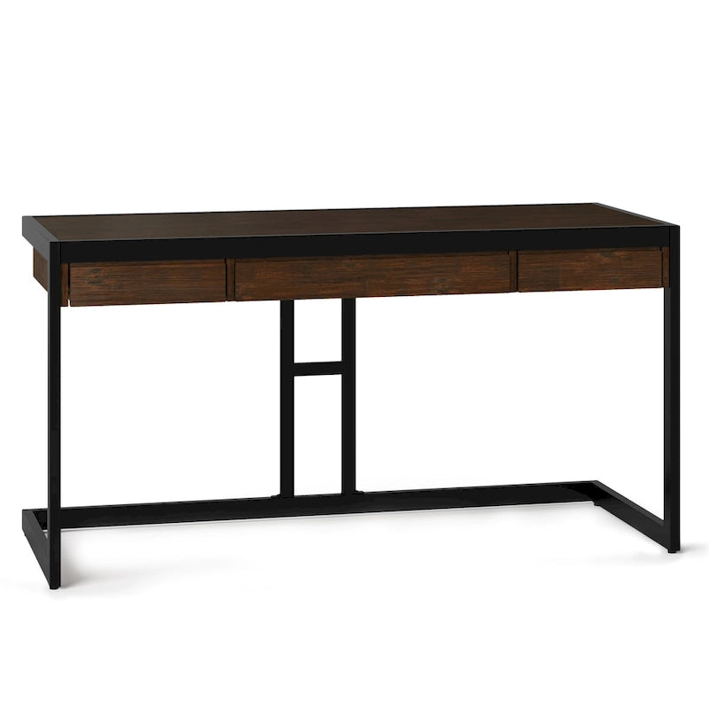 Bureau d'ordinateur industriel en bois d'acacia massif Cecilia