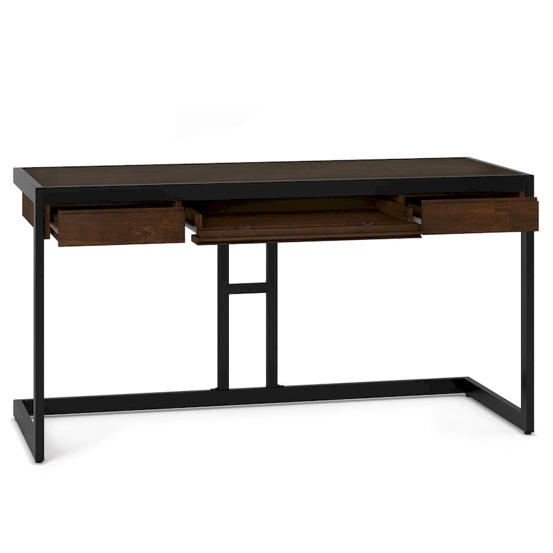 Bureau d'ordinateur industriel en bois d'acacia massif Cecilia