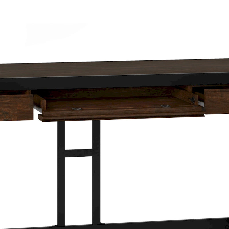 Bureau d'ordinateur industriel en bois d'acacia massif Cecilia