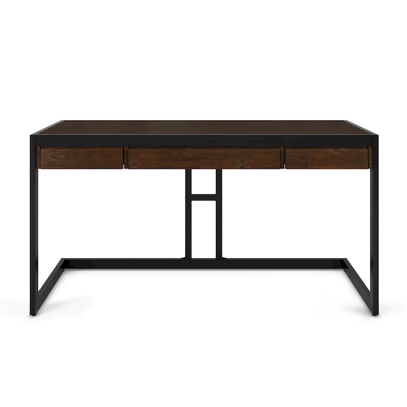 Bureau d'ordinateur industriel en bois d'acacia massif Cecilia