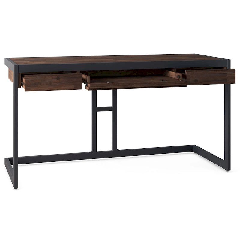 Bureau d'ordinateur industriel en bois d'acacia massif Cecilia
