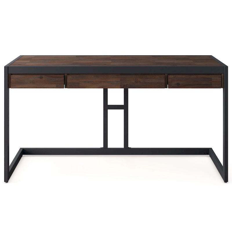 Bureau d'ordinateur industriel en bois d'acacia massif Cecilia