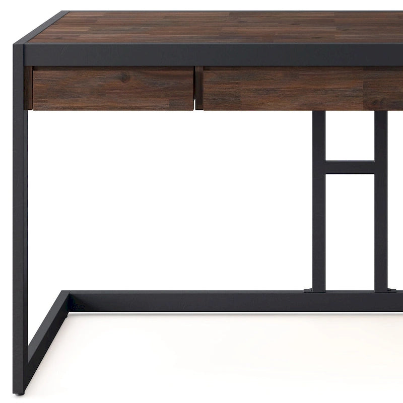 Bureau d'ordinateur industriel en bois d'acacia massif Cecilia