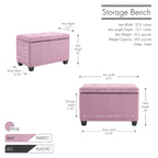 Banc de rangement Porthos Home Vivi en tissu à couvercle basculant