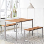Ensemble de table de cuisine 3 pièces avec deux bancs, ensemble de salle à manger 4 places