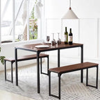 Ensemble de table de cuisine 3 pièces avec deux bancs, ensemble de salle à manger 4 places