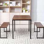 Ensemble de table de cuisine 3 pièces avec deux bancs, ensemble de salle à manger 4 places
