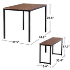 Ensemble de table de cuisine 3 pièces avec deux bancs, ensemble de salle à manger 4 places
