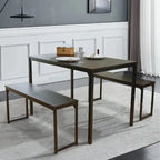Ensemble de table de cuisine 3 pièces avec deux bancs, ensemble de salle à manger 4 places