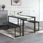Ensemble de table de cuisine 3 pièces avec deux bancs, ensemble de salle à manger 4 places