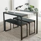 Ensemble de table de cuisine 3 pièces avec deux bancs, ensemble de salle à manger 4 places