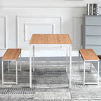 Ensemble de table de cuisine 3 pièces avec deux bancs, ensemble de salle à manger 4 places