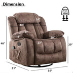 360 Rotatable Swing Manual Massage Rocker Recliner With Heat And Vibration