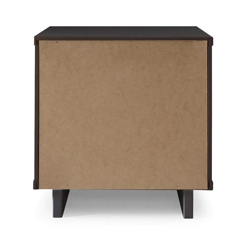 Manhattan Comfort Granville Lot de 2 tables de chevet en bois massif du milieu du siècle à 2 tiroirs