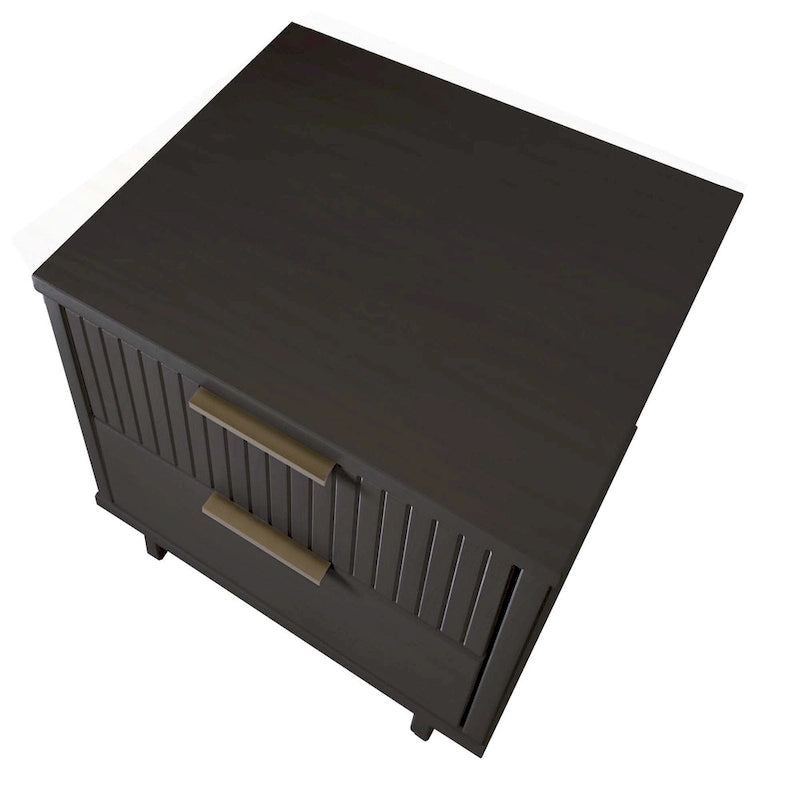 Manhattan Comfort Granville Lot de 2 tables de chevet en bois massif du milieu du siècle à 2 tiroirs