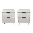 Manhattan Comfort Granville Lot de 2 tables de chevet en bois massif du milieu du siècle à 2 tiroirs