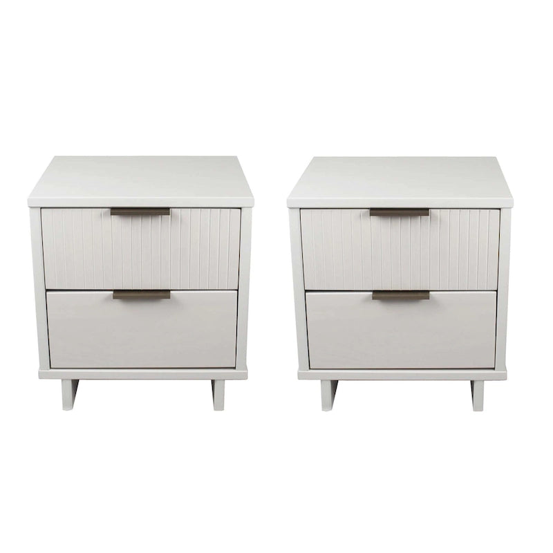 Manhattan Comfort Granville Lot de 2 tables de chevet en bois massif du milieu du siècle à 2 tiroirs