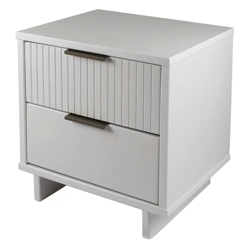 Manhattan Comfort Granville Lot de 2 tables de chevet en bois massif du milieu du siècle à 2 tiroirs