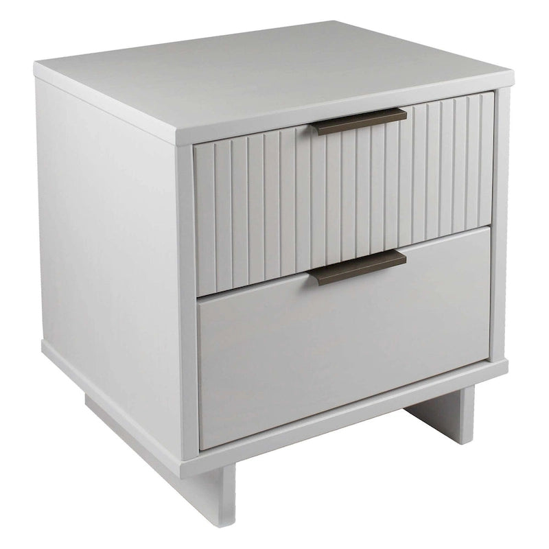 Manhattan Comfort Granville Lot de 2 tables de chevet en bois massif du milieu du siècle à 2 tiroirs