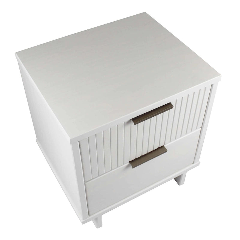 Manhattan Comfort Granville Lot de 2 tables de chevet en bois massif du milieu du siècle à 2 tiroirs