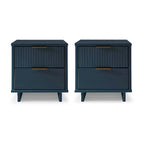 Manhattan Comfort Granville Lot de 2 tables de chevet en bois massif du milieu du siècle à 2 tiroirs