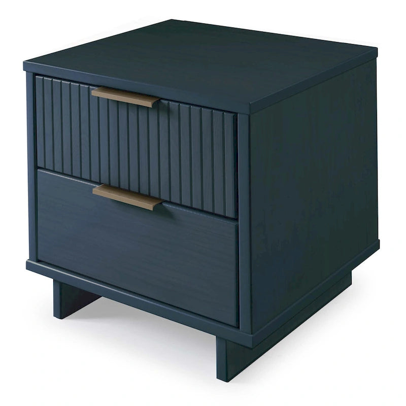 Manhattan Comfort Granville Lot de 2 tables de chevet en bois massif du milieu du siècle à 2 tiroirs