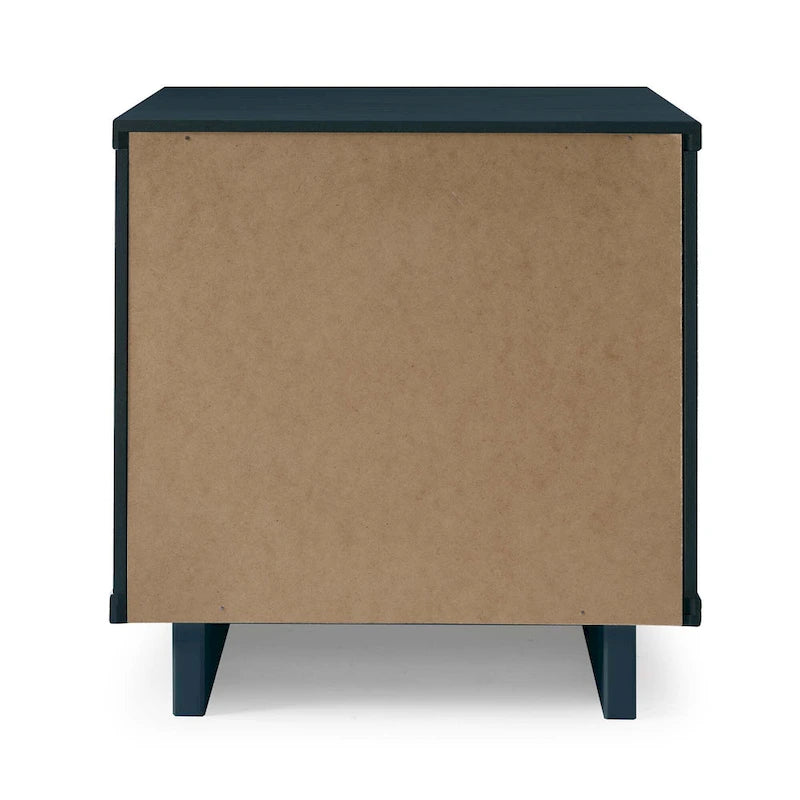 Manhattan Comfort Granville Lot de 2 tables de chevet en bois massif du milieu du siècle à 2 tiroirs