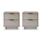 Manhattan Comfort Granville Lot de 2 tables de chevet en bois massif du milieu du siècle à 2 tiroirs