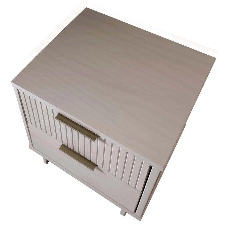 Manhattan Comfort Granville Lot de 2 tables de chevet en bois massif du milieu du siècle à 2 tiroirs