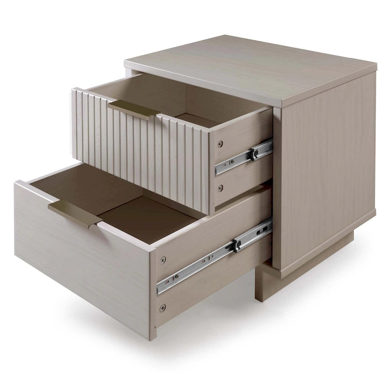 Manhattan Comfort Granville Lot de 2 tables de chevet en bois massif du milieu du siècle à 2 tiroirs