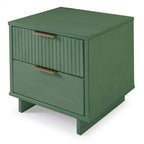 Manhattan Comfort Granville Lot de 2 tables de chevet en bois massif du milieu du siècle à 2 tiroirs