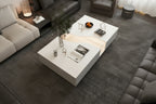 Storage Masterpiece Contemporary White Coffee Table Colorful LED Edge - 55.1W