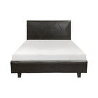 Lit plateforme King Size Leo California, similicuir marron, bois massif