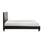 Lit plateforme King Size Leo California, similicuir marron, bois massif