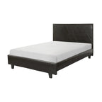 Lit plateforme King Size Leo California, similicuir marron, bois massif