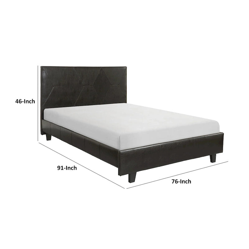 Lit plateforme King Size Leo California, similicuir marron, bois massif