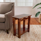 Table inclinable architecturale en bois d'acacia avec étagère