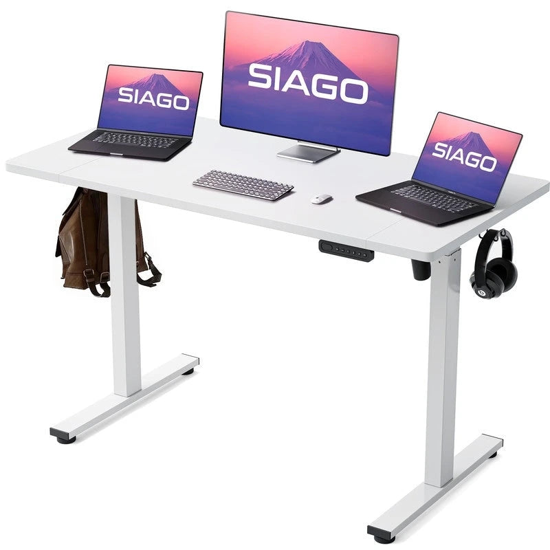 SIAGO Bureau informatique 48 x 24 pouces, réglable en hauteur, électrique, assis-debout